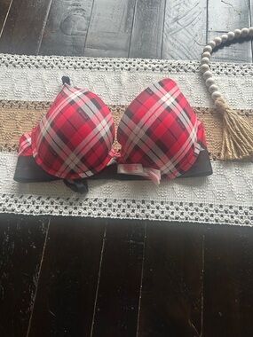 Victoria's Secret PINK Pink and Black Plaid Push-Up Bra